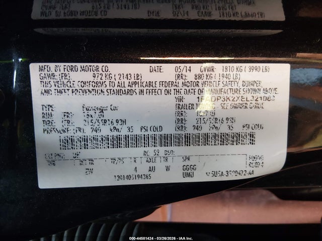 Aukcja sprzedaży 2014 Ford Focus Se, vin: 1FADP3K2XEL321083, numer aukcji: 44581424