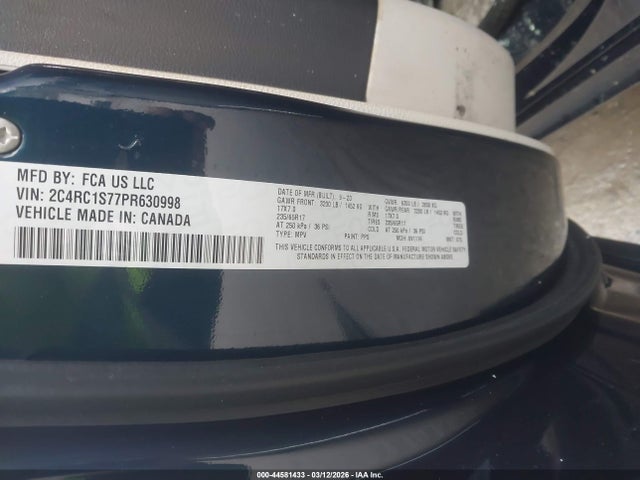 Продажа на аукционе авто 2023 Chrysler Pacifica Hybrid Limited, vin: 2C4RC1S77PR630998, номер лота: 44581433