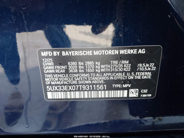 Aukcja sprzedaży 2026 Bmw X6 Xdrive40i, vin: 5UX33EX07T9311561, numer aukcji: 44581454