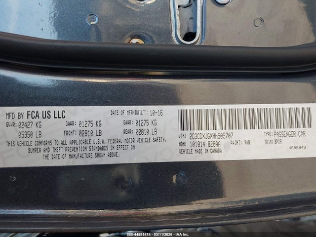 Продажа на аукционе авто 2017 Dodge Charger Sxt Awd, vin: 2C3CDXJGXHH505707, номер лота: 44581474