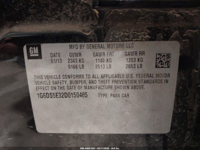 44581541 :رقم المزاد ، 1G6DS5E32D0150485 vin ، 2013 Cadillac Cts Premium مزاد بيع