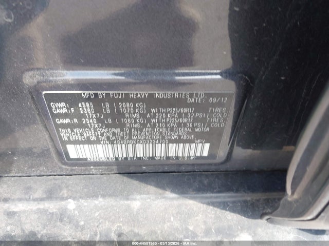 Продаж на аукціоні авто 2013 Subaru Outback 2.5i Limited, vin: 4S4BRBKCXD3234700, номер лоту: 44581560