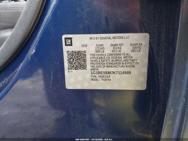 Chevrolet CRUZE LT 2019 1G1BE5SM7K7114989 Image 9