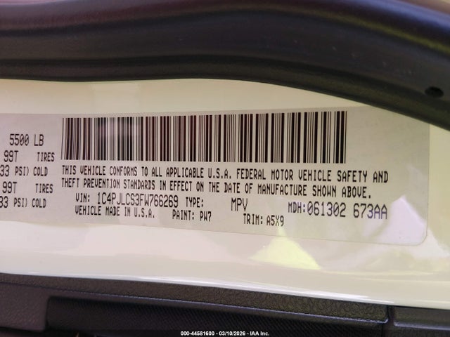 1C4PJLCS3FW766269 Jeep Cherokee Latitude