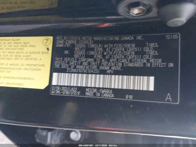 Aukcja sprzedaży 2006 Lexus Rx 330, vin: 2T2HA31U76C104255, numer aukcji: 44581691