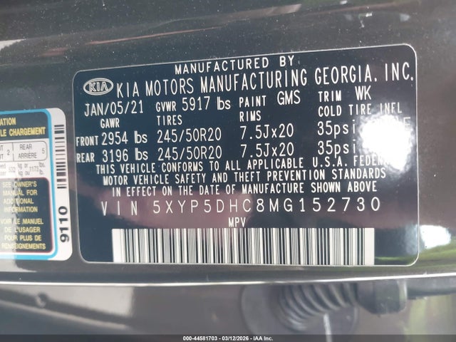 2021 KIA TELLURIDE 5XYP5DHC8MG152730 Photo 8