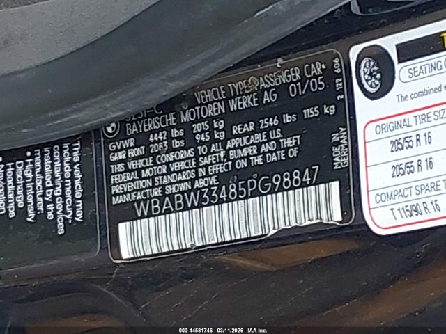 Продаж на аукціоні авто 2005 Bmw 325ci, vin: WBABW33485PG98847, номер лоту: 44581746