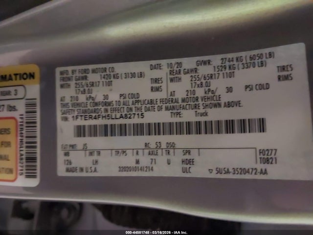 2020 FORD RANGER 1FTER4FH5LLA82715 Photo 8