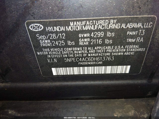 2013 HYUNDAI SONATA 5NPEC4AC6DH613763 Photo 8