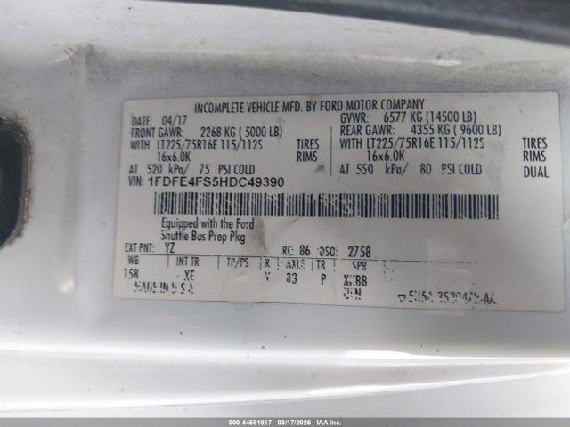 Ford E-450 Cutaway 2017 1FDFE4FS5HDC49390 Image 8