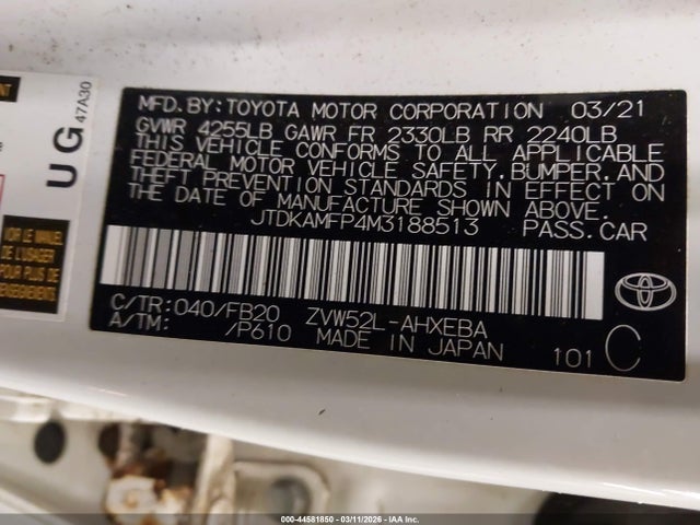 2021 TOYOTA PRIUS PRIME JTDKAMFP4M3188513 Photo 8