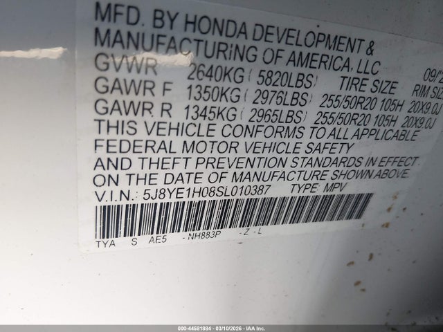Продаж на аукціоні авто 2025 Acura Mdx A-spec, vin: 5J8YE1H08SL010387, номер лоту: 44581884