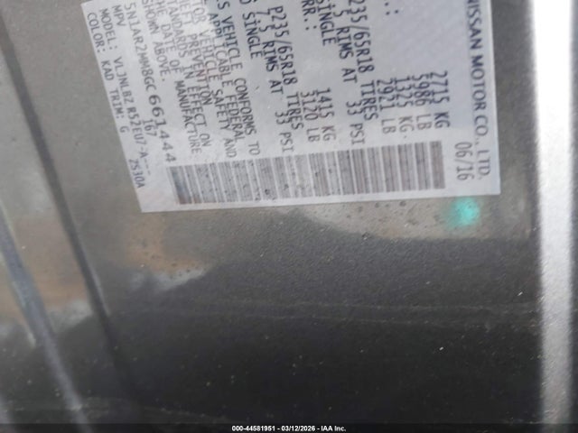 5N1AR2MM8GC661444 Nissan Pathfinder S
