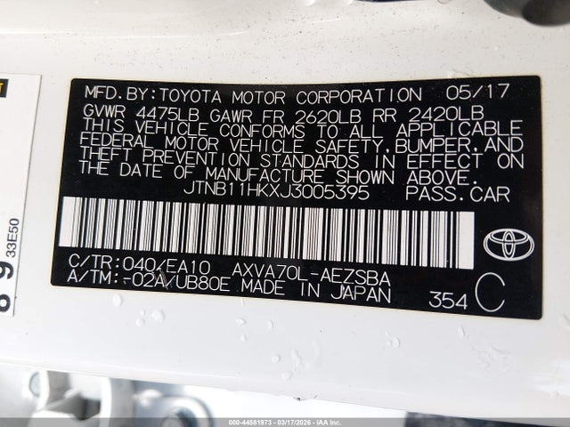 JTNB11HKXJ3005395 Toyota CAMRY SE