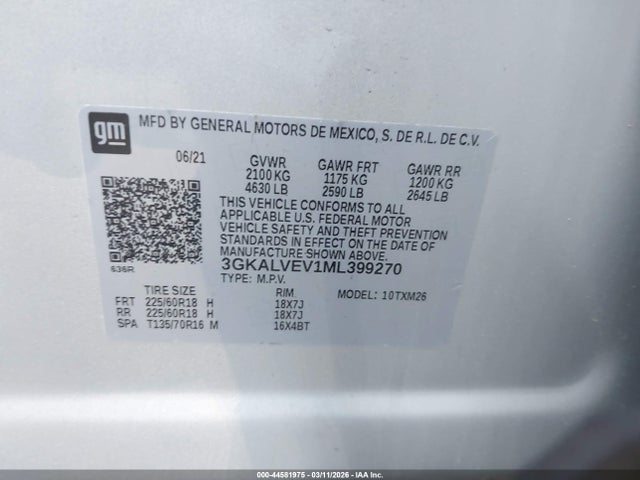 Aukcja sprzedaży 2021 Gmc Terrain Awd Slt, vin: 3GKALVEV1ML399270, numer aukcji: 44581975