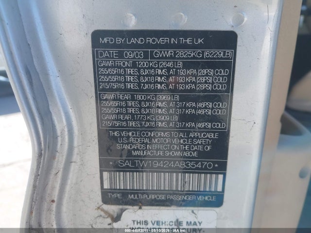 2004 LAND ROVER DISCOVERY SALTW19424A835470 Photo 8