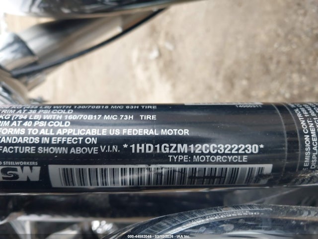 2012 HARLEY-DAVIDSON FLD 1HD1GZM12CC322230 Photo 9