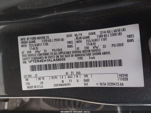 2019 FORD RANGER 1FTER4EH1KLA58055 Photo 8