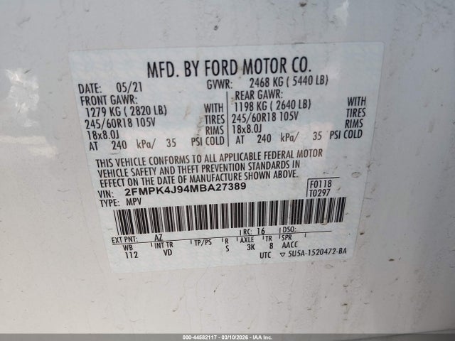 2021 FORD EDGE 2FMPK4J94MBA27389 Photo 8