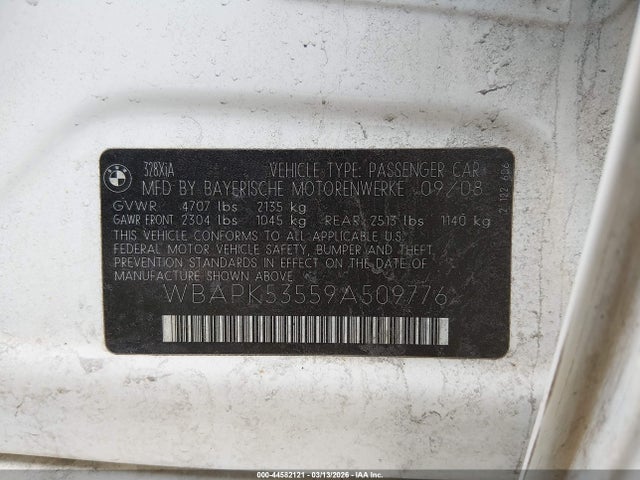 Продажа на аукционе авто 2009 Bmw 328i Xdrive, vin: WBAPK53559A509776, номер лота: 44582121