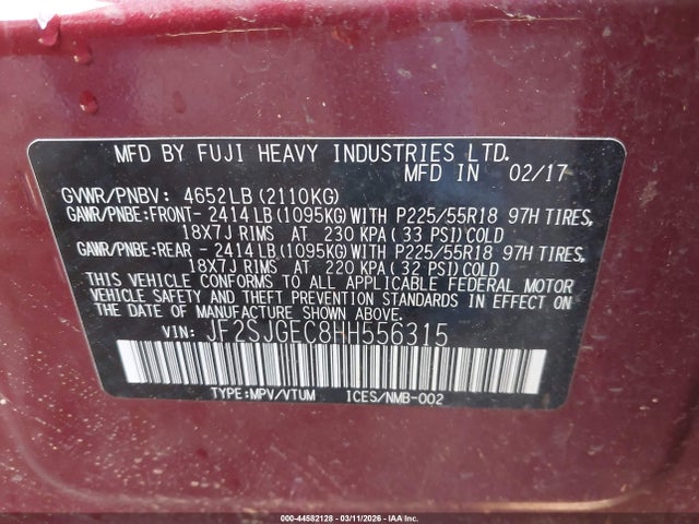 2017 SUBARU FORESTER JF2SJGEC8HH556315 Photo 8