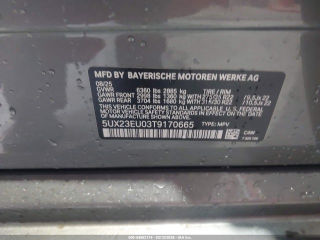 Продаж на аукціоні авто 2026 Bmw X5 Xdrive40i, vin: 5UX23EU03T9170665, номер лоту: 44582174