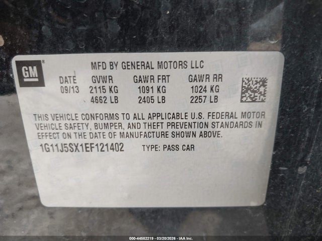 1G11J5SX1EF121402 Chevrolet Malibu 2lz