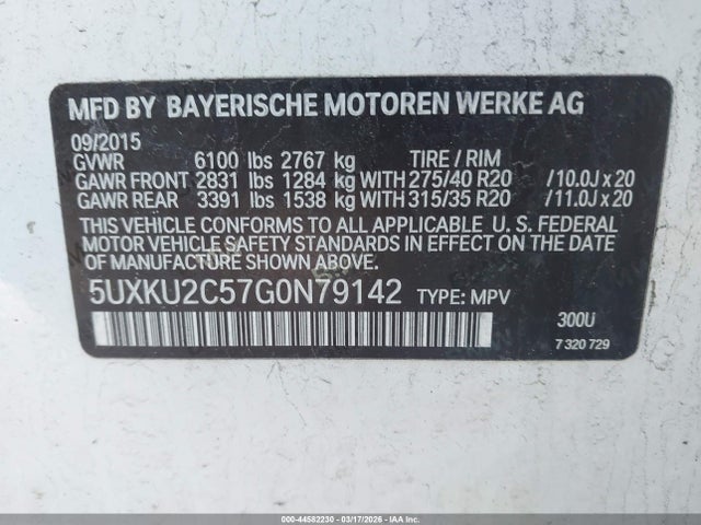 2016 Bmw X6 Xdrive35i მანქანა იყიდება აუქციონზე, vin: 5UXKU2C57G0N79142, აუქციონის ნომერი: 44582230