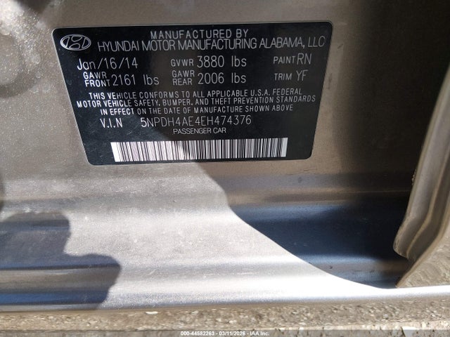 Hyundai ELANTRA SE 2014 5NPDH4AE4EH474376 Image 9