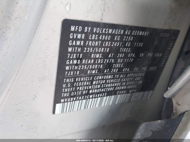 2012 VOLKSWAGEN TIGUAN WVGBV7AX7CW548623 Photo 8