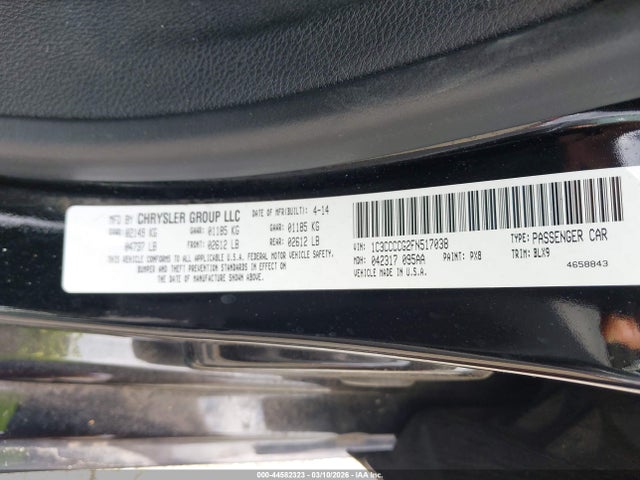 Aukcja sprzedaży 2015 Chrysler 200 C, vin: 1C3CCCCG2FN517038, numer aukcji: 44582323