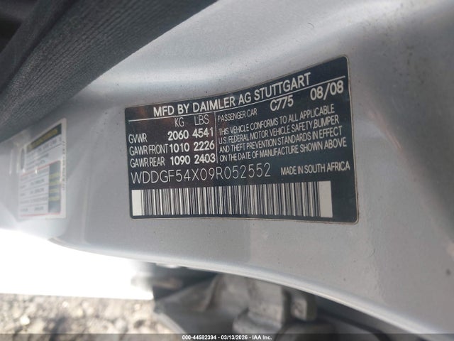 2009 Mercedes-benz C 300 Sport მანქანა იყიდება აუქციონზე, vin: WDDGF54X09R052552, აუქციონის ნომერი: 44582394