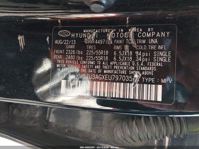 Hyundai Tucson Limited 2014 KM8JU3AGXEU797035 Image 9