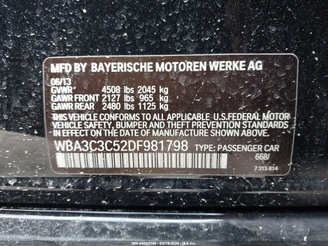 Aukcja sprzedaży 2013 Bmw 320i Xdrive, vin: WBA3C3C52DF981798, numer aukcji: 44582398