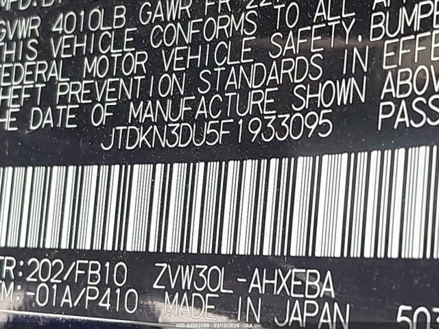 Toyota Prius Two 2015 JTDKN3DU5F1933095 Image 9