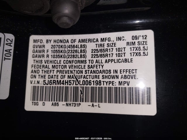 2013 HONDA CR-V 5J6RM4H57DL006198 Photo 8