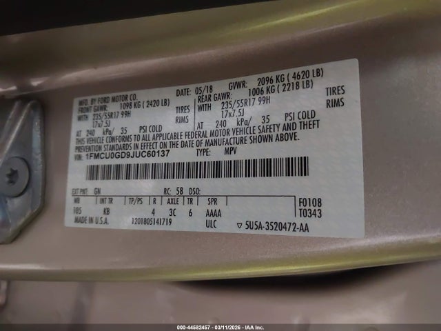 2018 FORD ESCAPE 1FMCU0GD9JUC60137 Photo 8