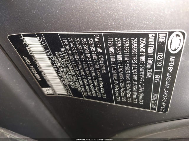 2019 LAND ROVER RANGE ROVER SPORT SALWR2RV7KA852054 Photo 8