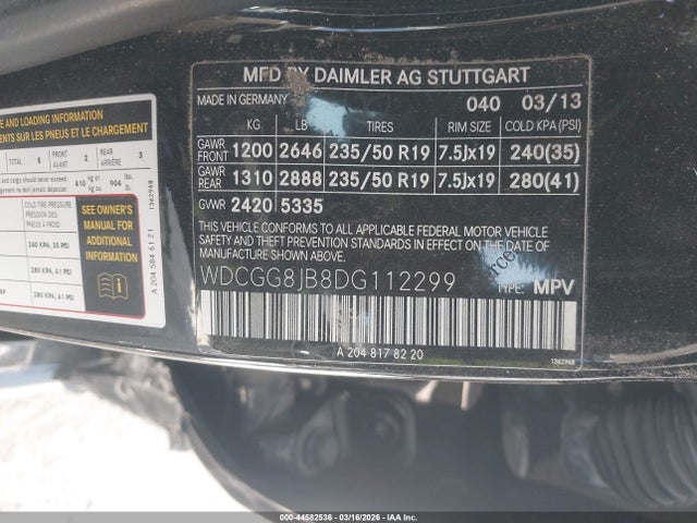 Aukcja sprzedaży 2013 Mercedes-benz Glk 350 4matic, vin: WDCGG8JB8DG112299, numer aukcji: 44582536