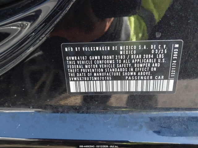 Продажа на аукционе авто 2025 Volkswagen Jetta 1.5t S, vin: 3VW5X7BU7SM070165, номер лота: 44582543