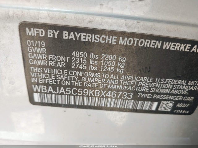 2019 BMW 530I WBAJA5C59KBX46733 Photo 8