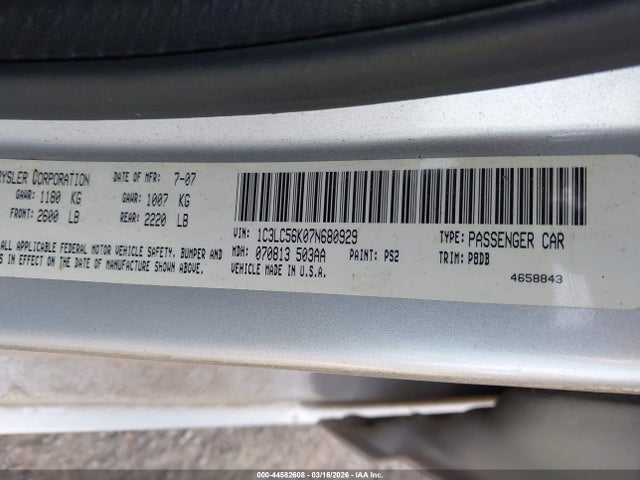 2007 CHRYSLER SEBRING 1C3LC56K07N680929 Photo 8