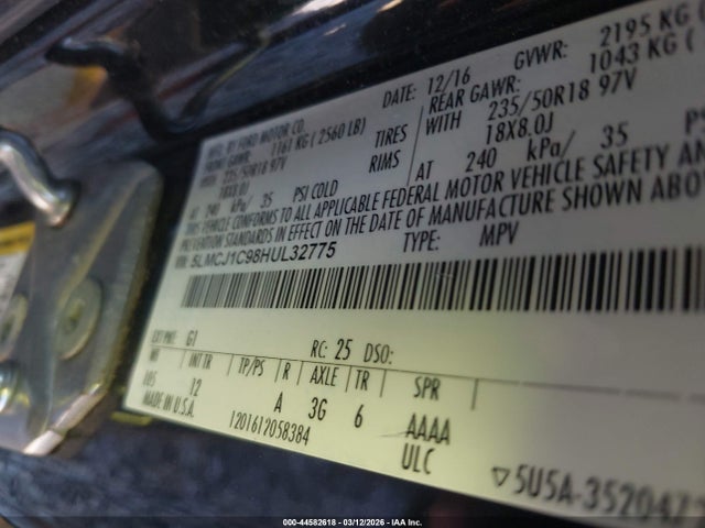 2017 LINCOLN MKC 5LMCJ1C98HUL32775 Photo 8