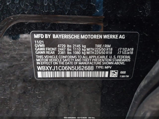 Продажа на аукционе авто 2022 Bmw X2 Xdrive28i, vin: WBXYJ1C06N5U62688, номер лота: 44582644