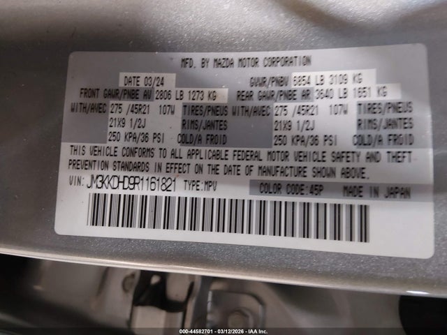 2024 MAZDA CX-90 JM3KKDHD9R1161821 Photo 8