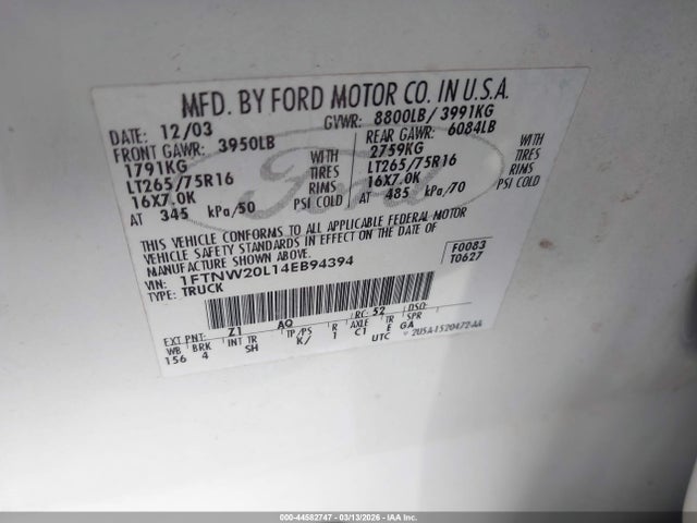 2004 FORD F-250 1FTNW20L14EB94394 Photo 8