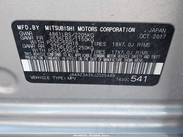 2018 MITSUBISHI OUTLANDER JA4AZ3A3XJZ025449 Photo 8