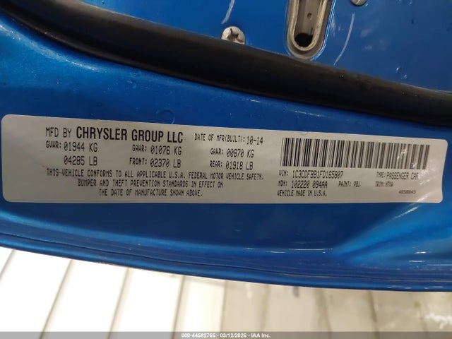 Dodge DART SXT 2015 1C3CDFBB1FD165807 Image 9