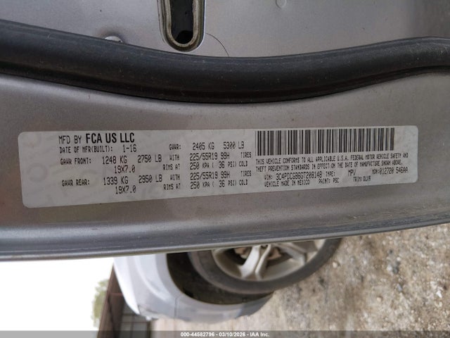44582796 :رقم المزاد ، 3C4PDCGB6GT208148 vin ، 2016 Dodge Journey Crossroad Plus مزاد بيع