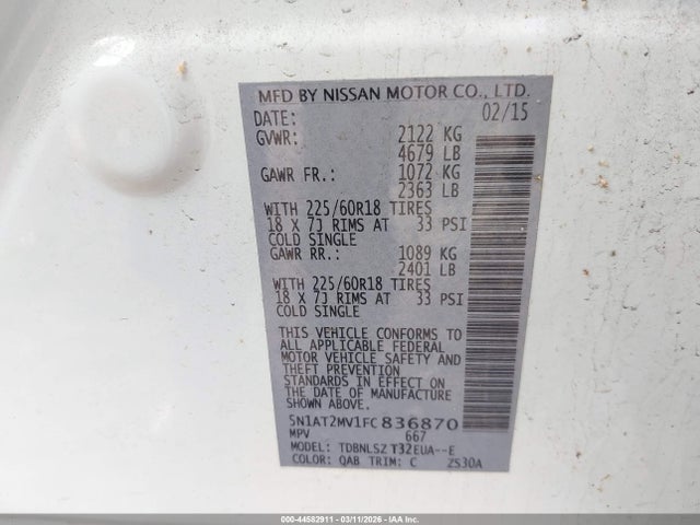 Nissan Rogue Sl 2015 5N1AT2MV1FC836870 Image 9
